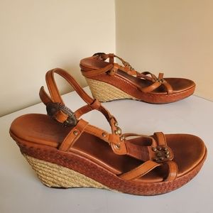 Anthropologie ASN leather espadrille wedges